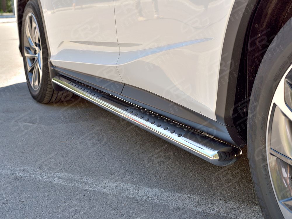 Защита порогов RusStal труба 120х60 овал с проступью для Lexus RX 350L (кроме F-Sport) 2018-2026. Артикул LRX3O-003221