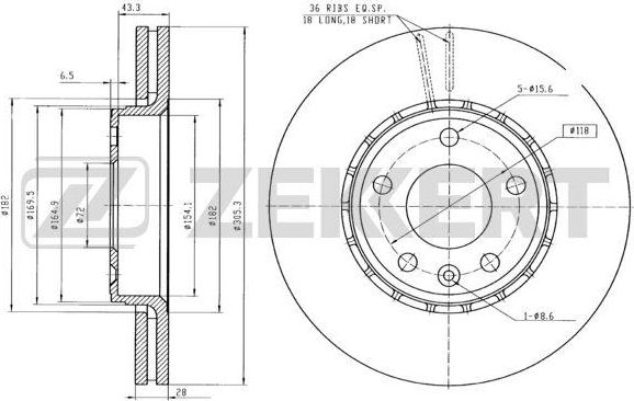 Тормозной диск Zekkert. Артикул BS-5141B