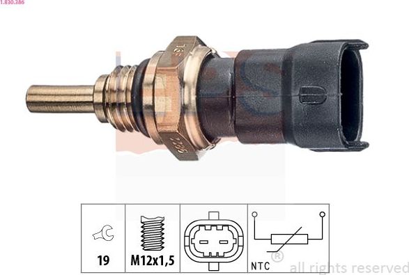 Датчик температуры охлаждающей жидкости EPS Made in Italy - OE Equivalent. Артикул 1.830.386