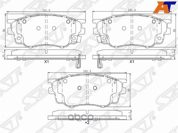 Колодки тормозные FR MAZDA 6 02- (SAT). Артикул STG2YD3328Z
