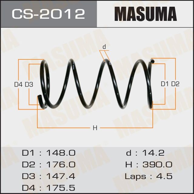 Пружина подвески Masuma передняя правая/левая для Nissan Maxima A33 2000-2003. Артикул CS-2012