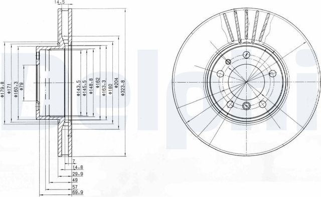Тормозной диск Delphi для BMW 8 I (E31) 1990-1999. Артикул BG670
