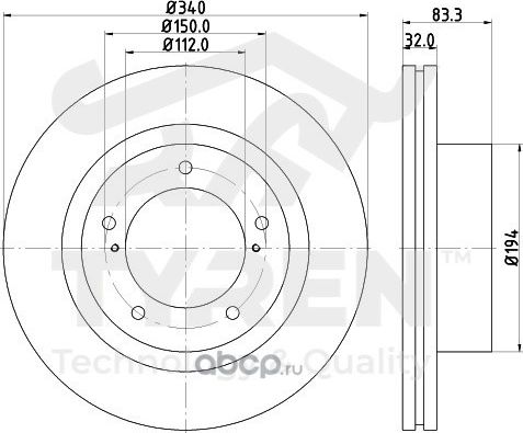Тормозной диск (Tyren). Артикул TYR1022911