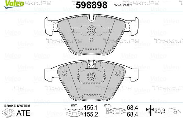 Тормозные колодки Valeo передние для BMW X1 I (E84) 2009-2015. Артикул 598898