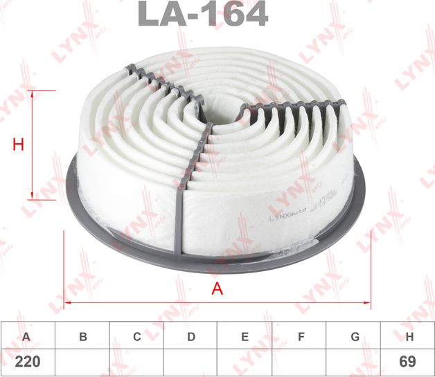 Воздушный фильтр LYNXauto. Артикул LA-164