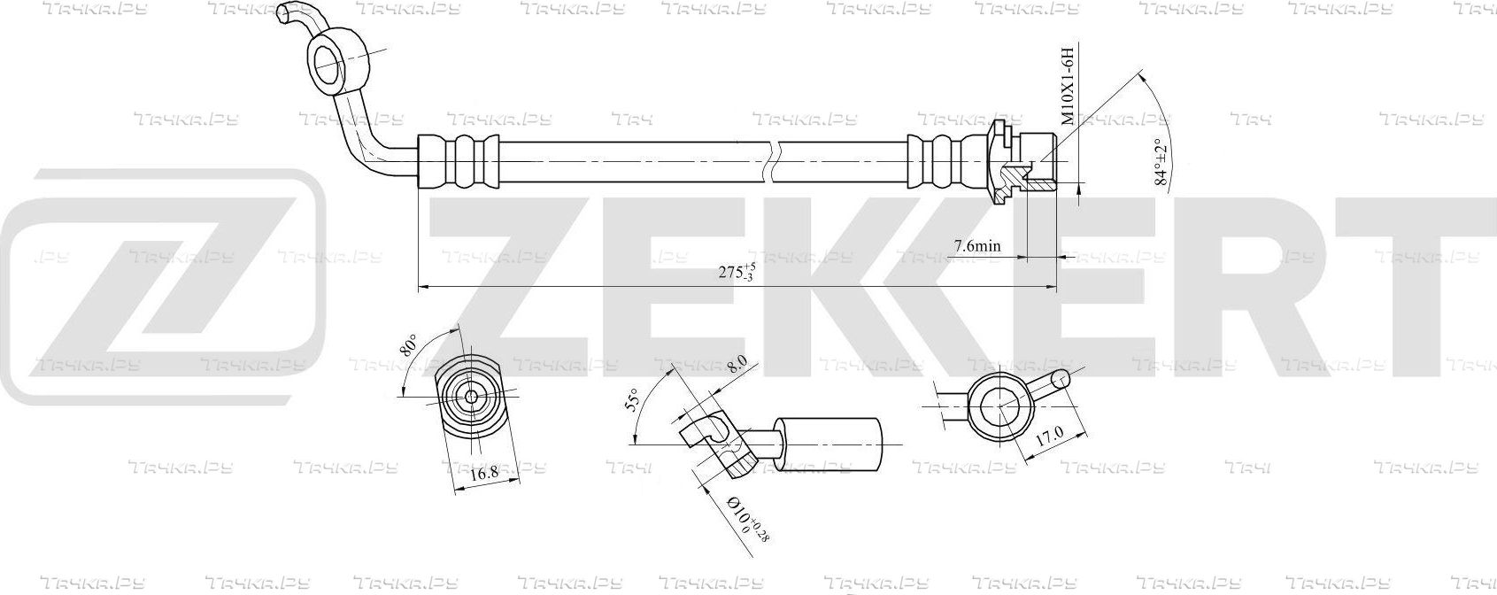 Тормозной шланг Zekkert. Артикул BS-9064