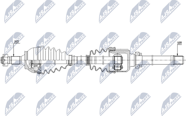 Полуось (привод в сборе, приводной вал) NTY для Peugeot 5008 I 2009-2017. Артикул NPW-CT-081