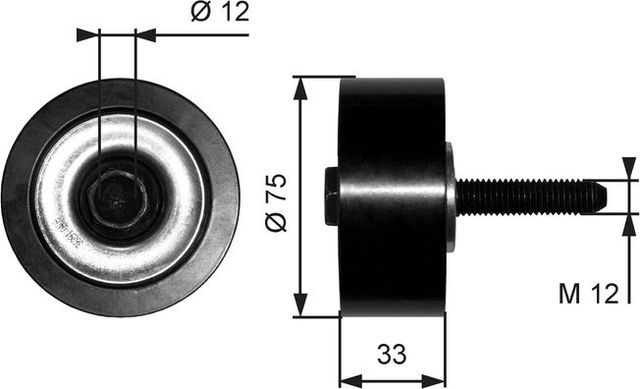 Направляющий (ведущий) ролик приводного поликлинового ремня Gates (Металл). Артикул T36291
