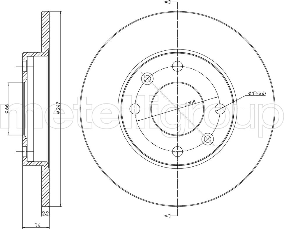 Тормозной диск Metelli. Артикул 23-0100