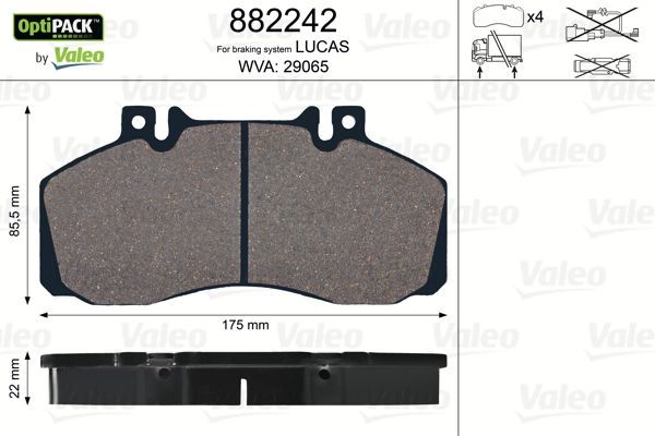 Тормозные колодки Valeo OptiPack. Артикул 882242
