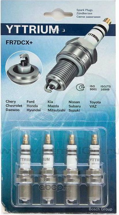 BOSCH- Россия Свечи зажигания YTTRIUM FR7DCX+ /уп.4 шт./*** блистер 4 шт. Артикул F01H7B0146