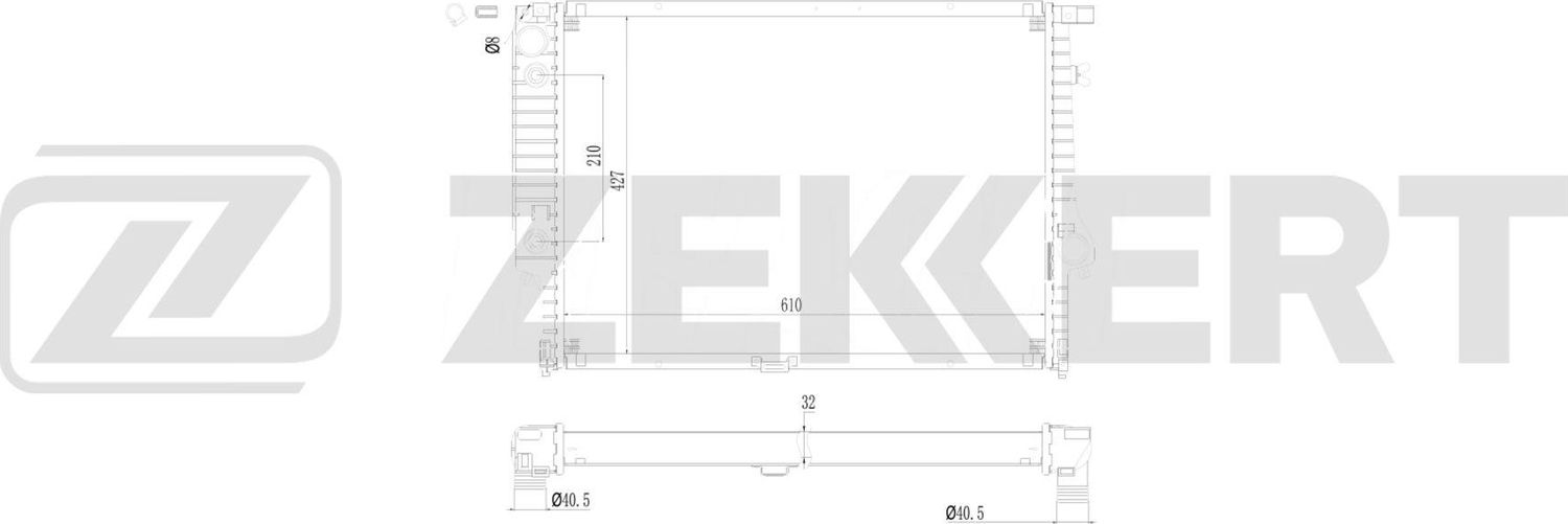 Радиатор охлаждения двигателя Zekkert (алюминий). Артикул MK-1667