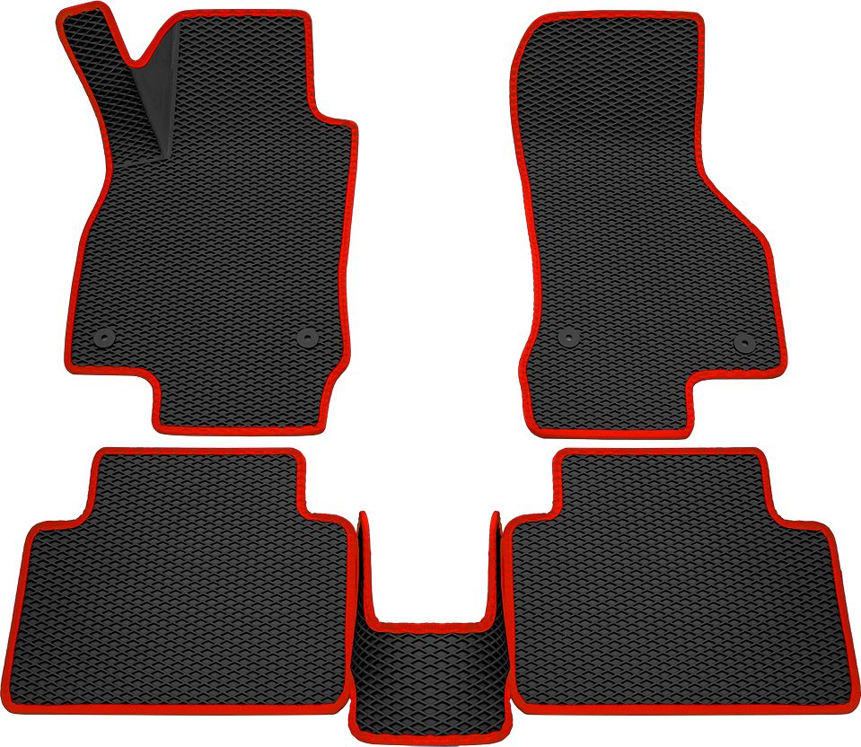 Коврики Rezkon 3D EVA ромб резиновые для салона Skoda Octavia A7 2013-2020 Красный кант. Артикул 9230010204