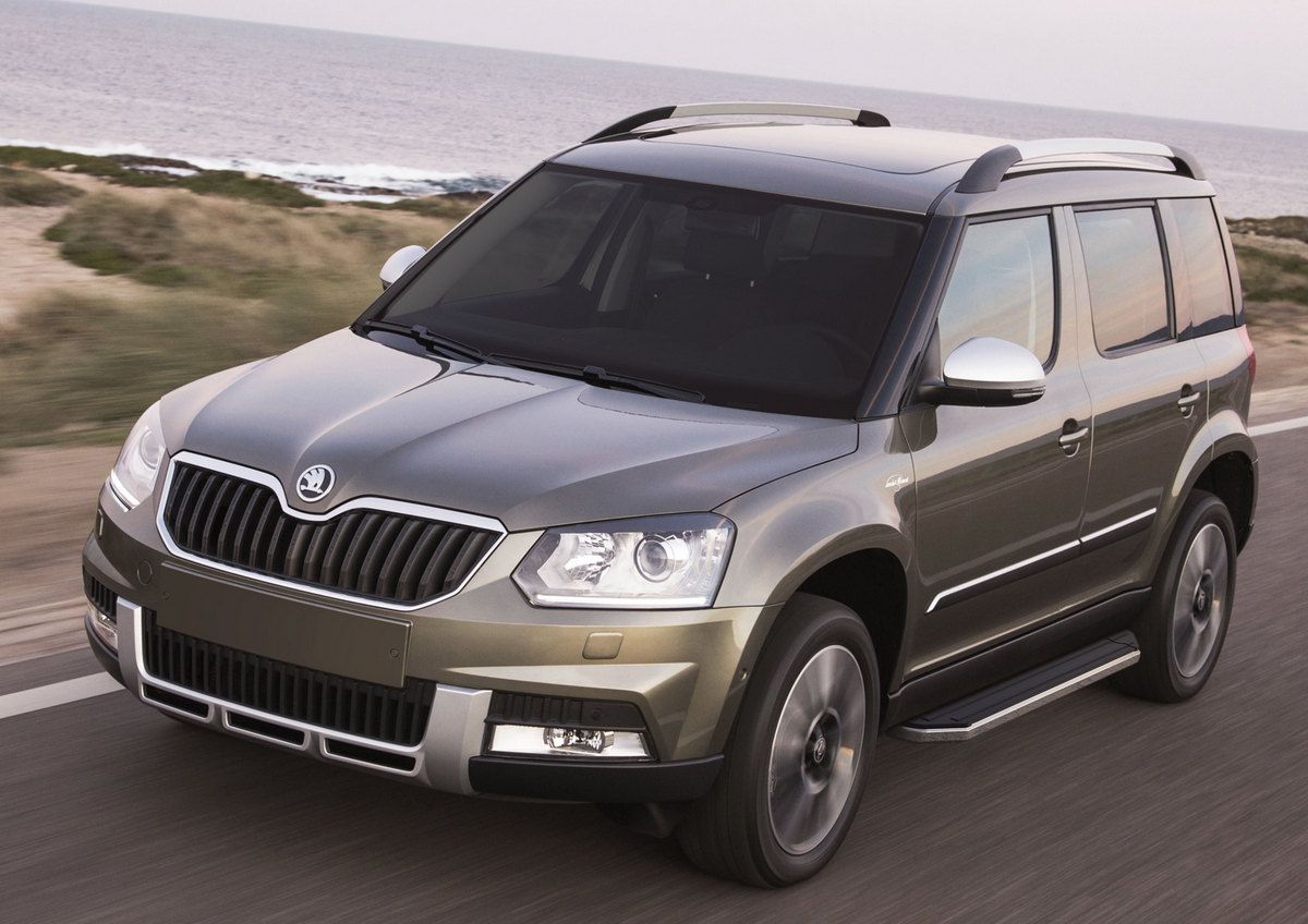 Пороги алюминиевые Rival Premium для Skoda Yeti 2009-2018. Артикул A173ALP.5101.1