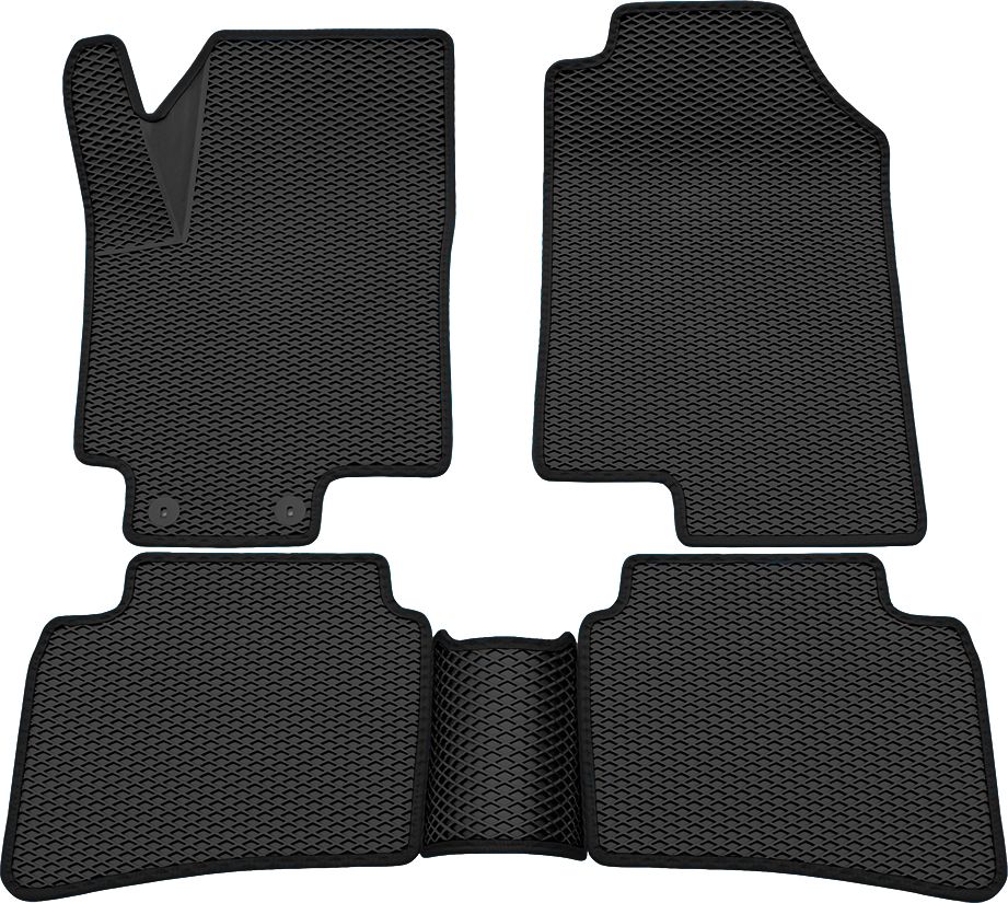 Коврики Rezkon 3D EVA Ромб резиновые для салона Kia Rio IV 2017-2026 Черный кант. Артикул 9221020301