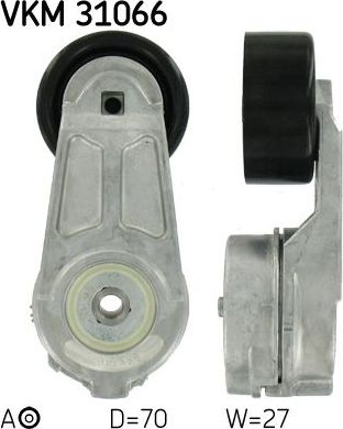 Натяжной ролик (натяжитель) приводного поликлинового ремня SKF левый для Volkswagen LT II 2001-2006. Артикул VKM 31066