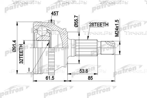 Шрус наружный (граната) Patron. Артикул PCV1090