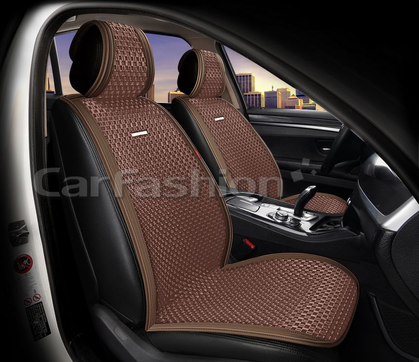 Накидки универсальные CarFashion 2D Breeze Front на передние сидения авто, цвет Коричневый/Коричневый/Коричневый. Артикул 26229