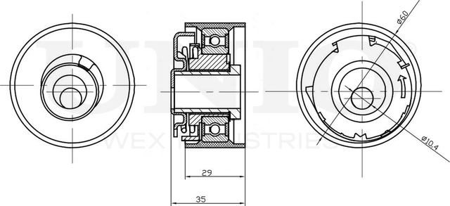 Ролик зубчатого ремня ГРМ натяжной (Unio). Артикул TNS-10217