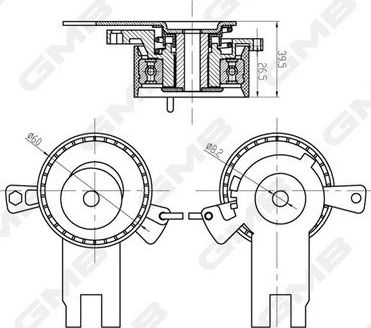 Натяжной ролик (натяжитель) ремня ГРМ GMB для Ford S-MAX I 2006-2014. Артикул GTB0850