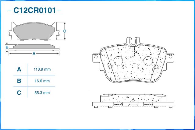 Колодки тормозные задние (Low Metallic) (Cworks). Артикул C12CR0101