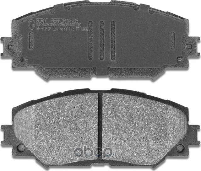 Тормозные колодки Gerat BP-F021P (передние) Low-metalic Gerat. Артикул BPF021P