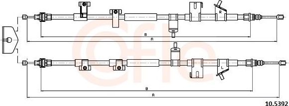 Трос ручника (тросик ручного тормоза) Cofle задний для Ford Transit Connect II 2013-2026. Артикул 92.10.5392