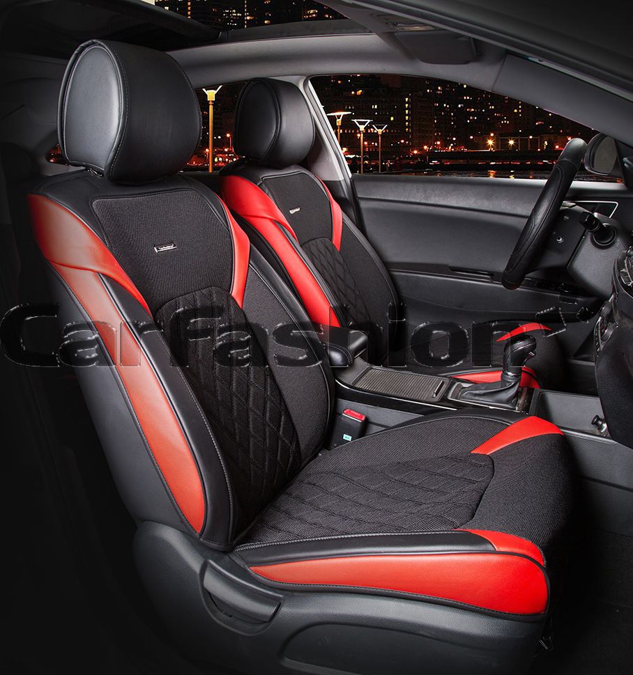 Накидки универсальные CarFashion Sting на переднее сидения авто, цвет Красный/Черный. Артикул 21963