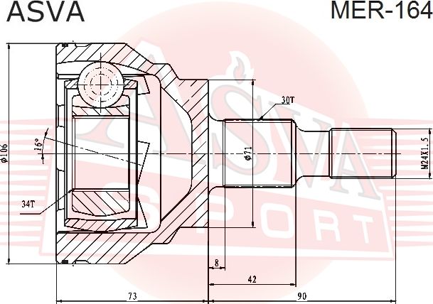 Шрус наружный (граната) Asva. Артикул MER-164