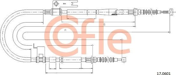 Трос ручника (тросик ручного тормоза) Cofle задний правый для Mazda 626 V (GF) 1998-2002. Артикул 92.17.0601