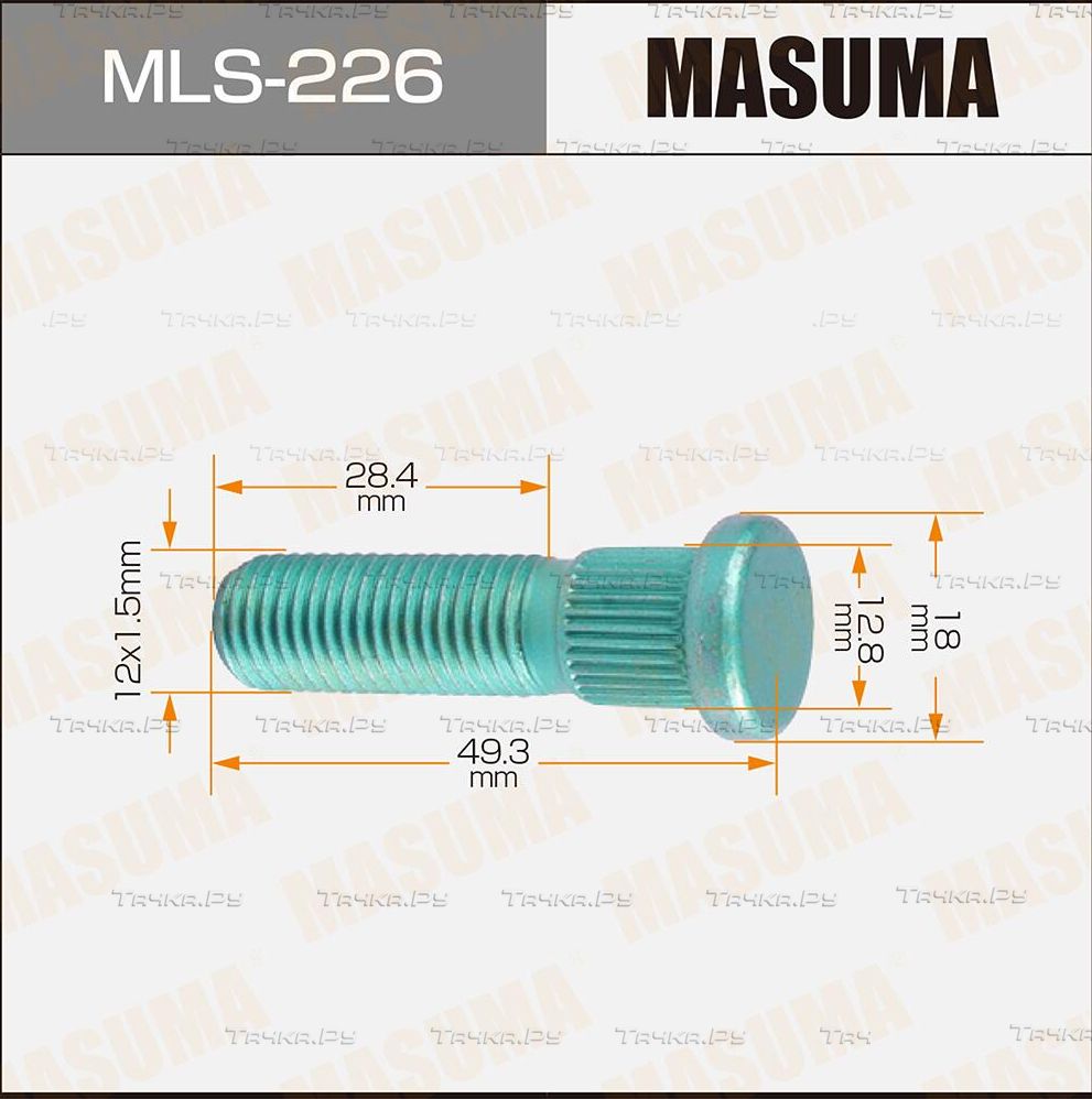 Шпилька колеса (болт ступицы) Masuma передняя для Hyundai Coupe II (GK) 2001-2009. Артикул MLS-226
