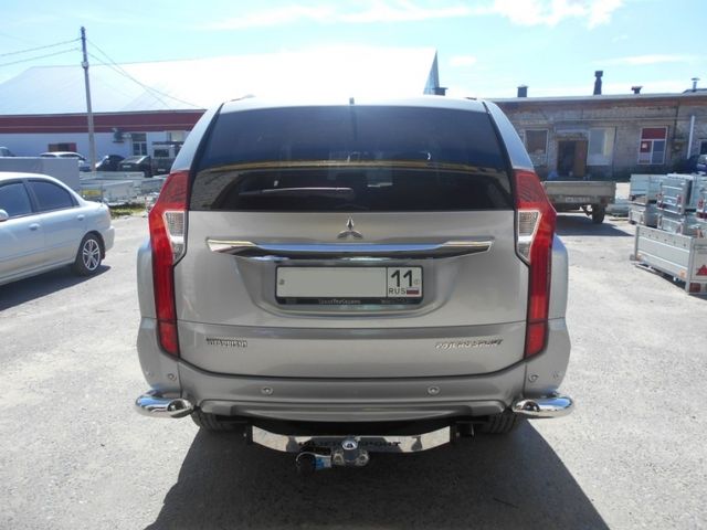 Фаркоп Baltex для Mitsubishi Pajero Sport III до рестайлинга 2016-2020 с накладкой из нержавеющей стали. Фланцевое крепление. Артикул MP102E