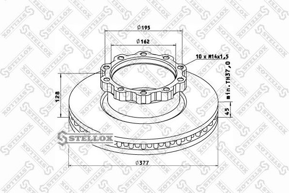 Тормозной диск Stellox передний для MAN M2000 1995-2005. Артикул 85-00712-SX