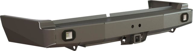 Бампер силовой STC задний для Toyota Land Cruiser 80 1990-1997 с квадратом под фаркоп и фарами заднего хода/ ПТФ. Артикул STC-TLC80-BR-L2