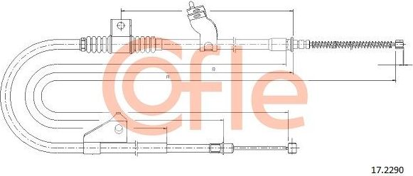 Трос ручника (тросик ручного тормоза) Cofle. Артикул 92.17.2290