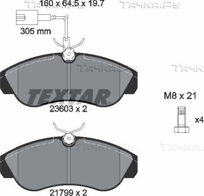 Тормозные колодки Textar передние для Citroen Jumper I 1994-2002. Артикул 2360301