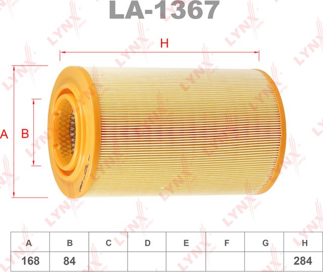 Воздушный фильтр LYNXauto для Citroen Jumper I 1994-2006. Артикул LA-1367