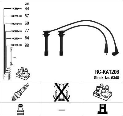 Высоковольтные провода (провода зажигания) (комплект) NGK для Kia Carnival I 1999-2006. Артикул 6348