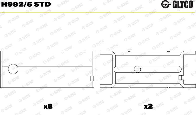 Вкладыши коренные Glyco для Chevrolet Zafira 2001-2012. Артикул H982/5 STD