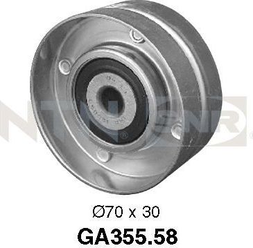 Направляющий (ведущий) ролик приводного поликлинового ремня NTN / SNR для Renault 19 II 1992-1995. Артикул GA355.58