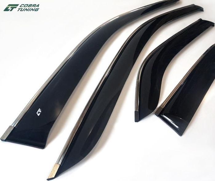Дефлекторы Cobra Tuning для окон (с хром. молдингом) Chevrolet Tahoe III GMT900 2006-2014. Артикул C32107CR