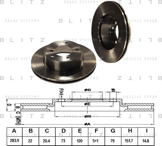 Диск тормозной BMW 1 (E81/E87) 07- перед. вент. (Blitz). Артикул BS0213