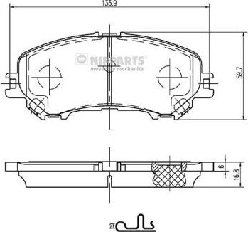 Тормозные колодки Nipparts передние для Nissan Qashqai II 2013-2026. Артикул N3601111