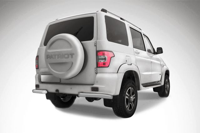 Защита Slitkoff заднего бампера уголки d76 для УАЗ Patriot I рестайлинг 2014-2026 Серебристая. Артикул UP14-007S