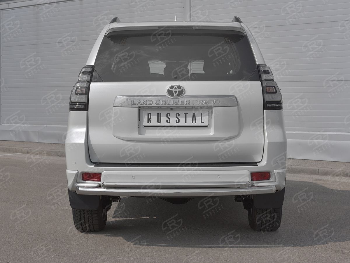 Защита RusStal заднего бампера d63 дуга d42 дуга для Toyota Land Cruiser Prado 150 Style 2019-2020. Артикул LCPZ-003304