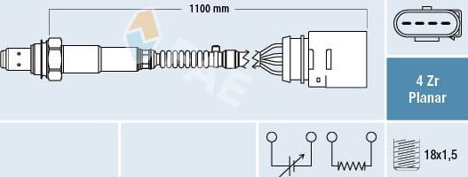 Лямбда-зонд (кислородный датчик) FAE для Volkswagen Sharan I 2000-2010. Артикул 77143