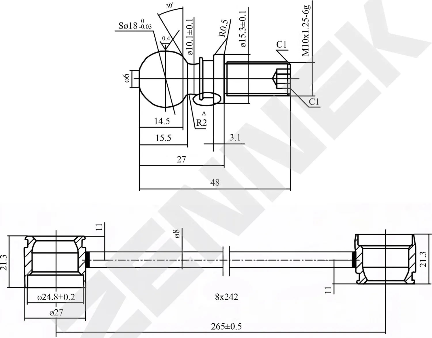 Тяга стабилизатора передняя левая/правая MITSUBISHI OUTLANDER 05-12, LANCER 07>, (Zennek). Артикул DST0140