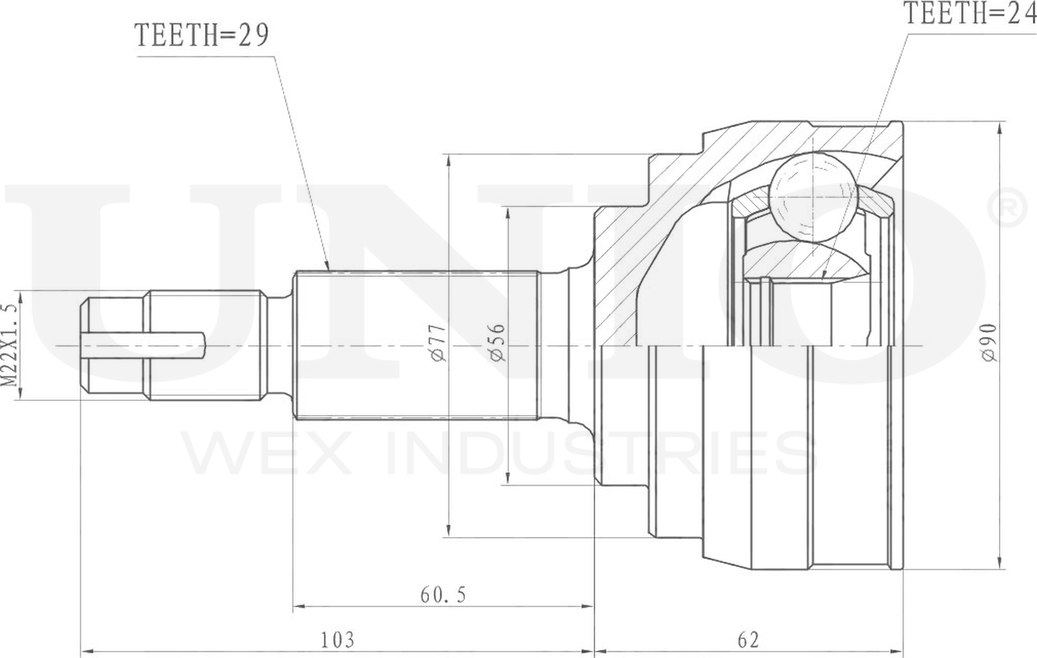 ШРУС наружный (Unio). Артикул CVJ-20219