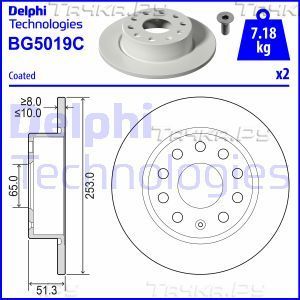 Тормозной диск Delphi задний для Skoda Octavia Tour 2005-2010. Артикул BG5019C