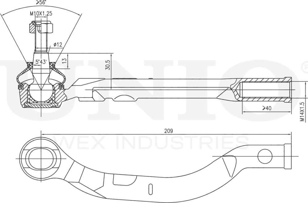 Наконечник рулевой тяги (Unio). Артикул SSP-10133